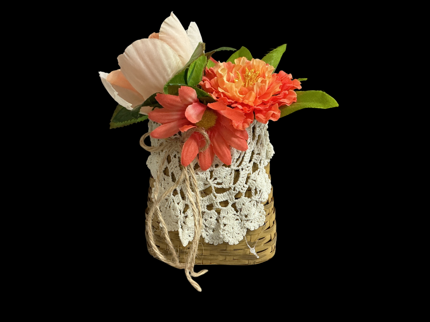 Artificial Flower Arrangement Peach, Coral, Cream, Green, Natural