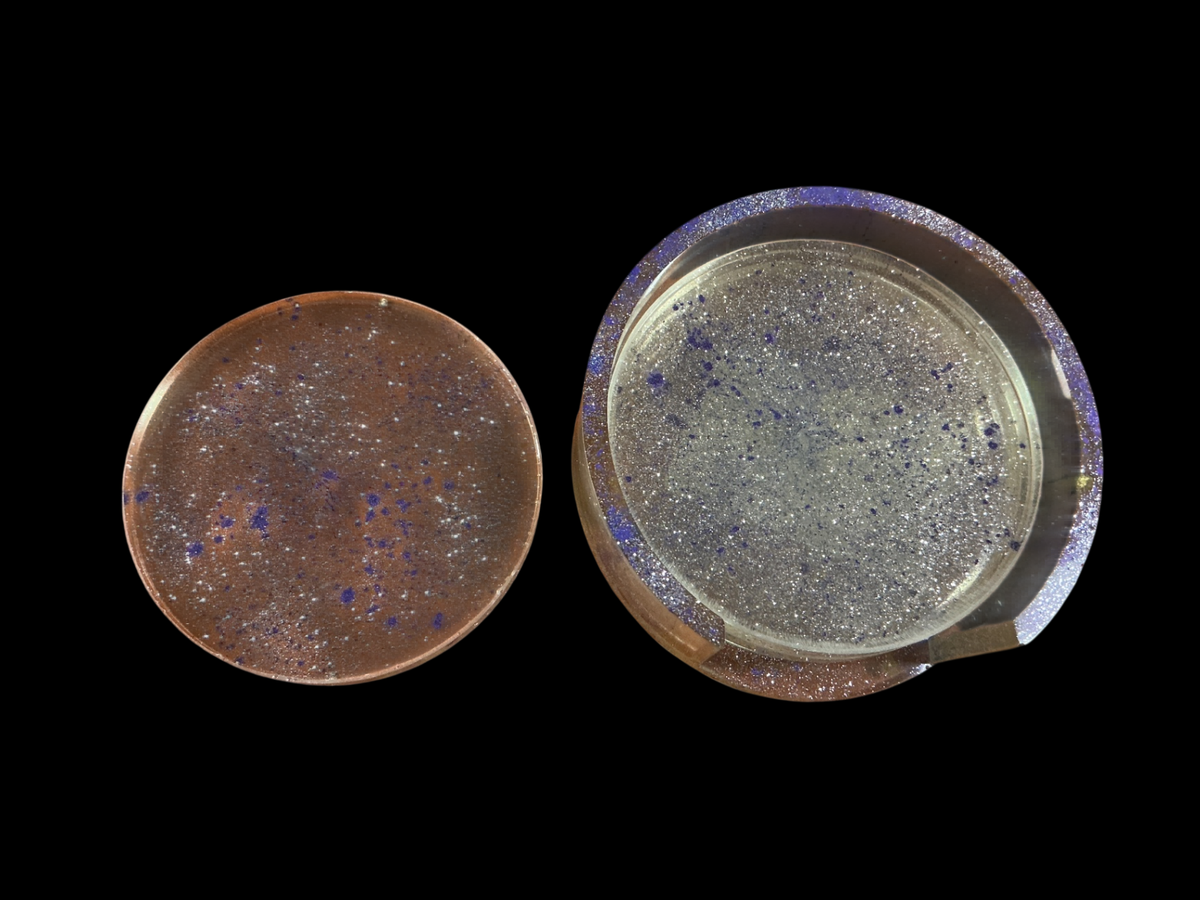 Set of 4 Copper, Silver, Purple Resin Coasters with holder Freedom Factory Home Decoration