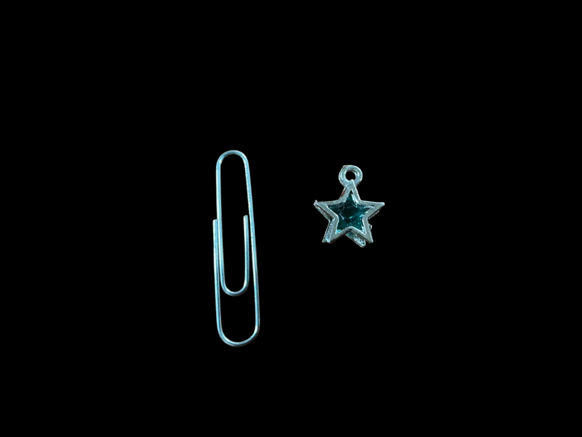 Silver and teal Metal and rhinestone Charm