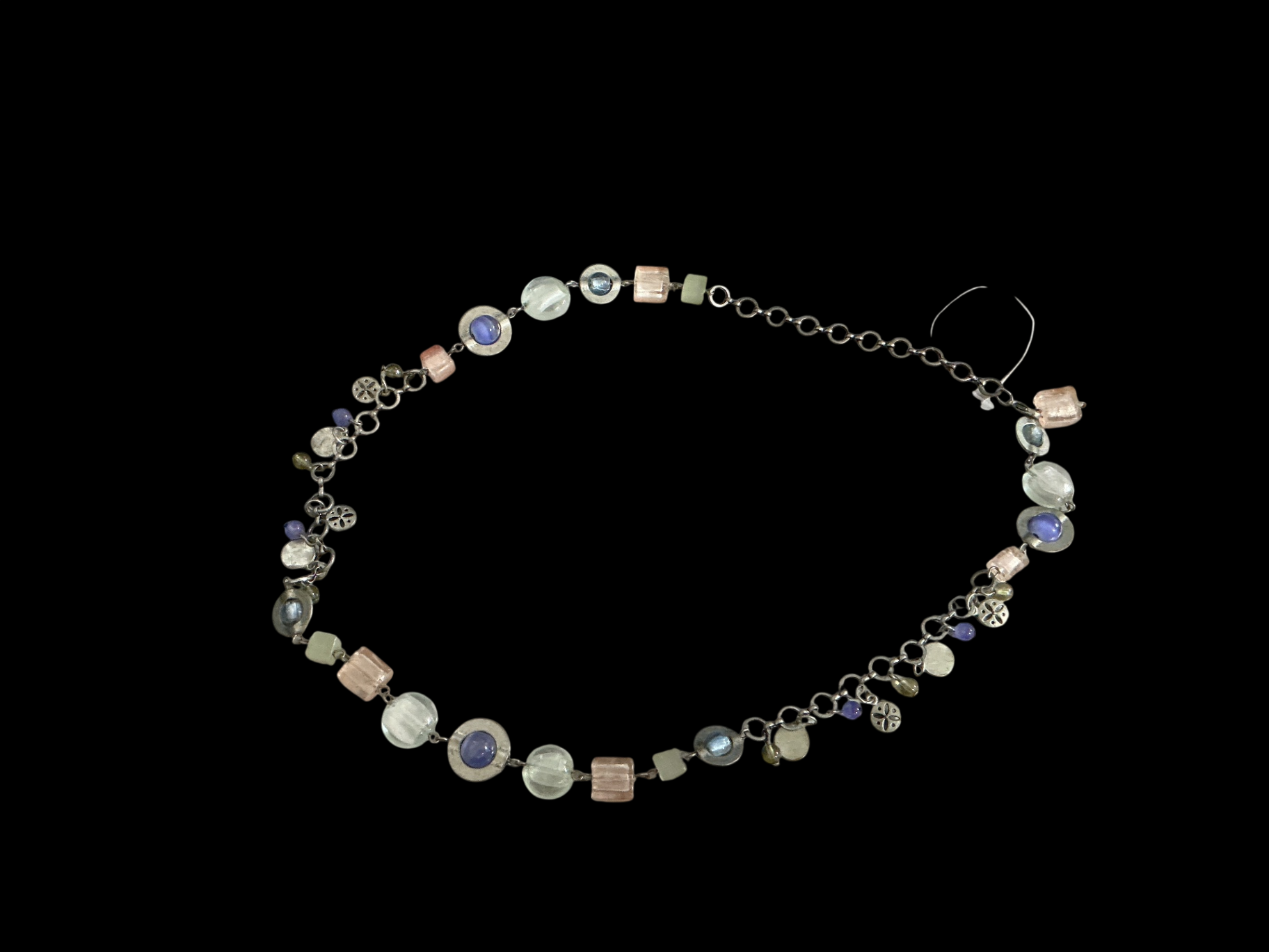 Freedom Factory Necklace One Size Silver, pastel blue, pink, and clear