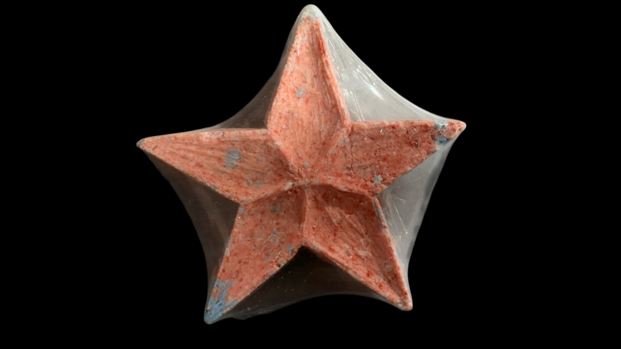 Freedom Factory Bath Bomb Coral Pink with Blue Speckles