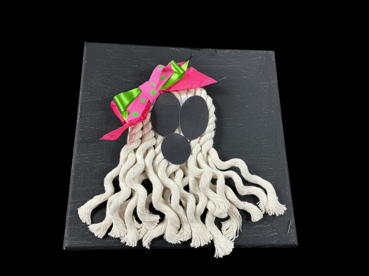 Freedom Factory Rope Ghost Wall Art Black, White, Pink, Green