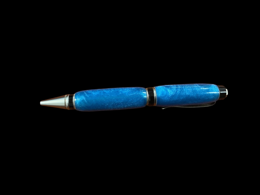 Blue Resin and metal Jim Wenburg Pen