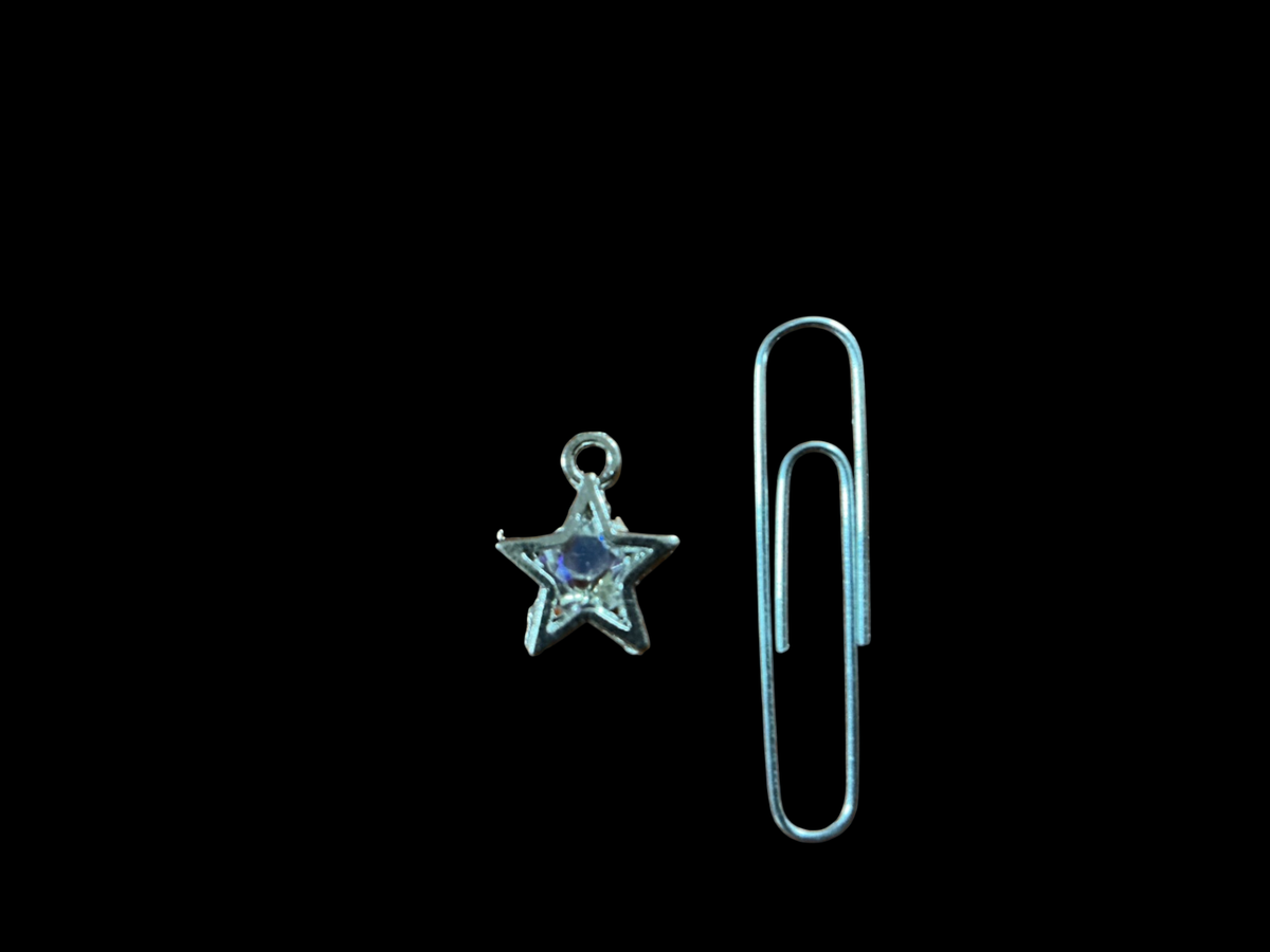 Silver and Blue Metal and Crystal Charm