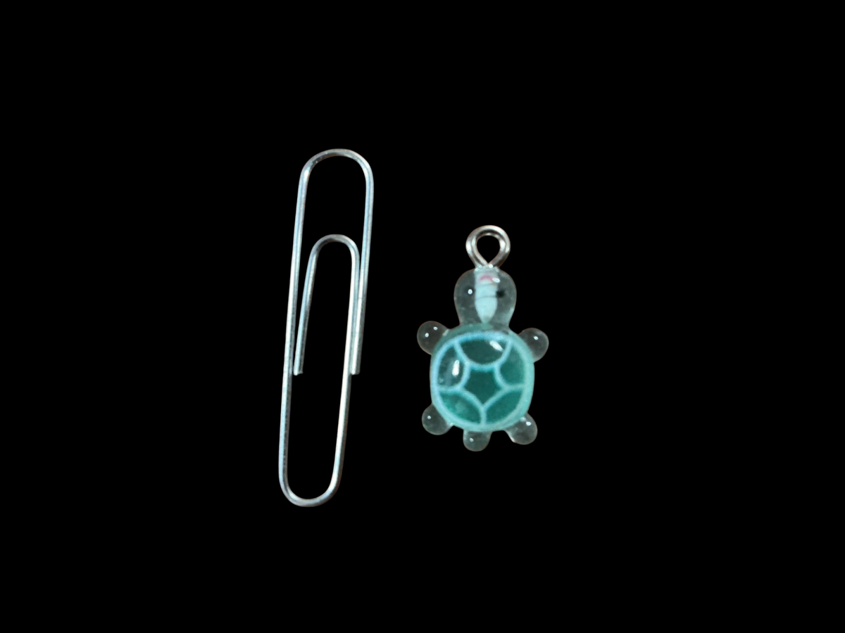 Turquoise Glass and metal Charm