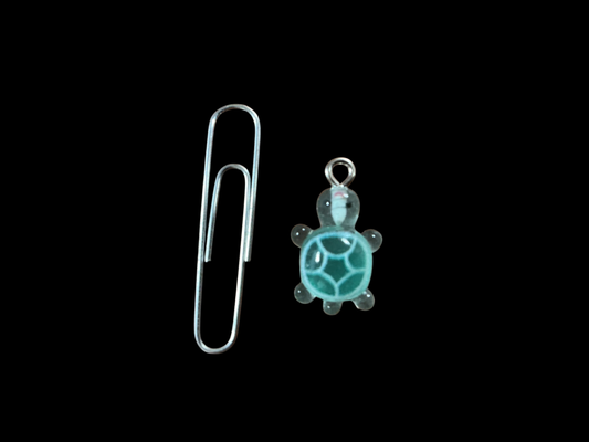 Turquoise Glass and metal Charm
