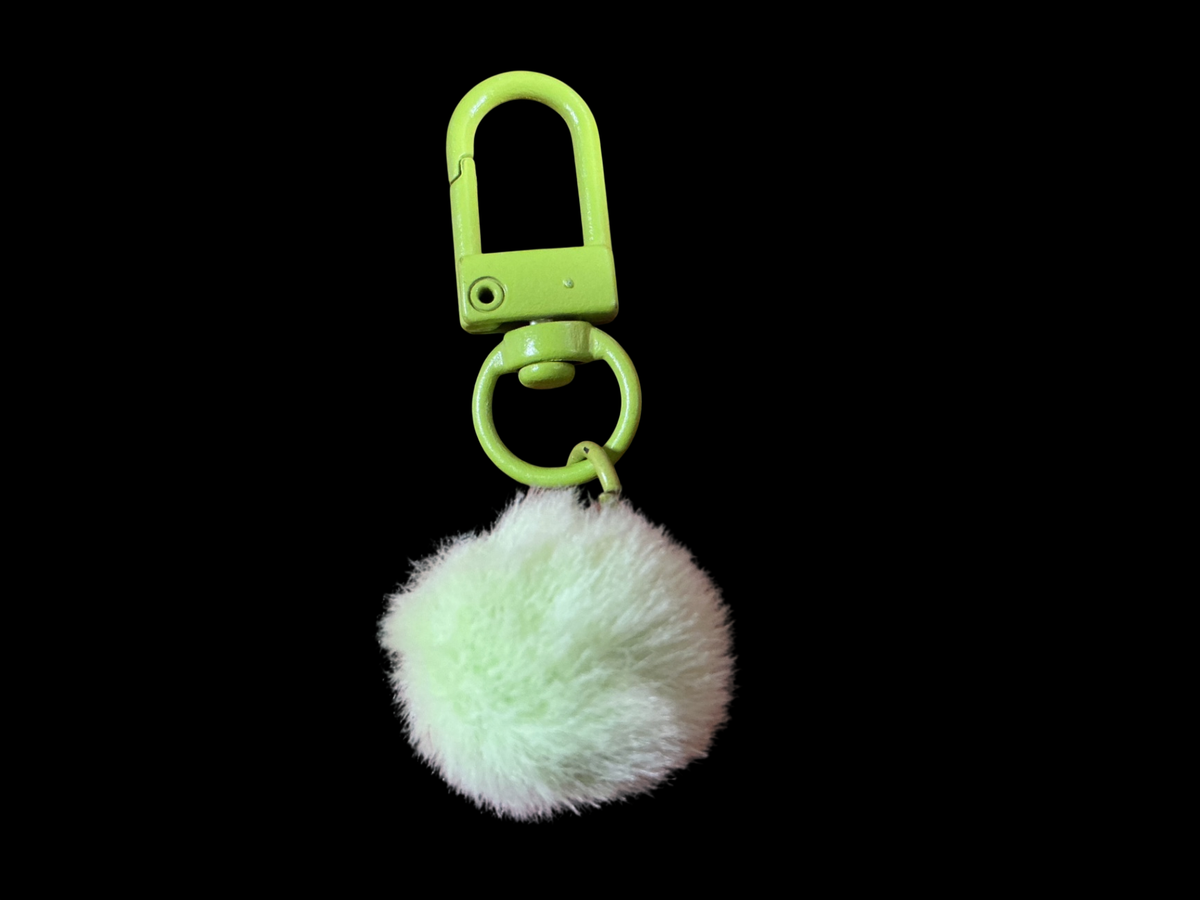 Lime Green, White Metal, Faux Fur Charm