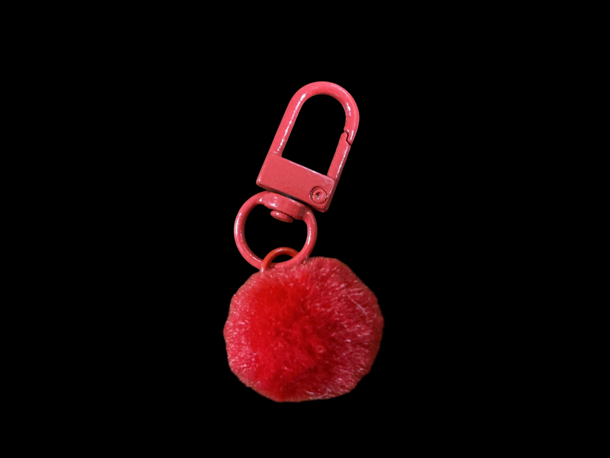 Red Metal and faux fur Charm