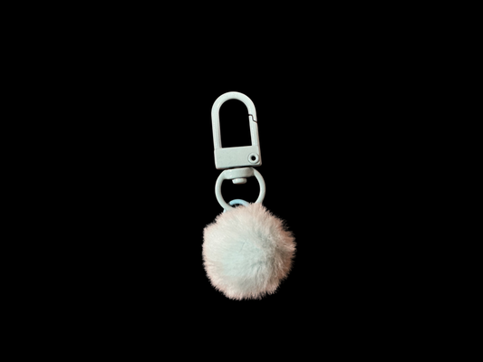 White Faux Fur and Metal Charm